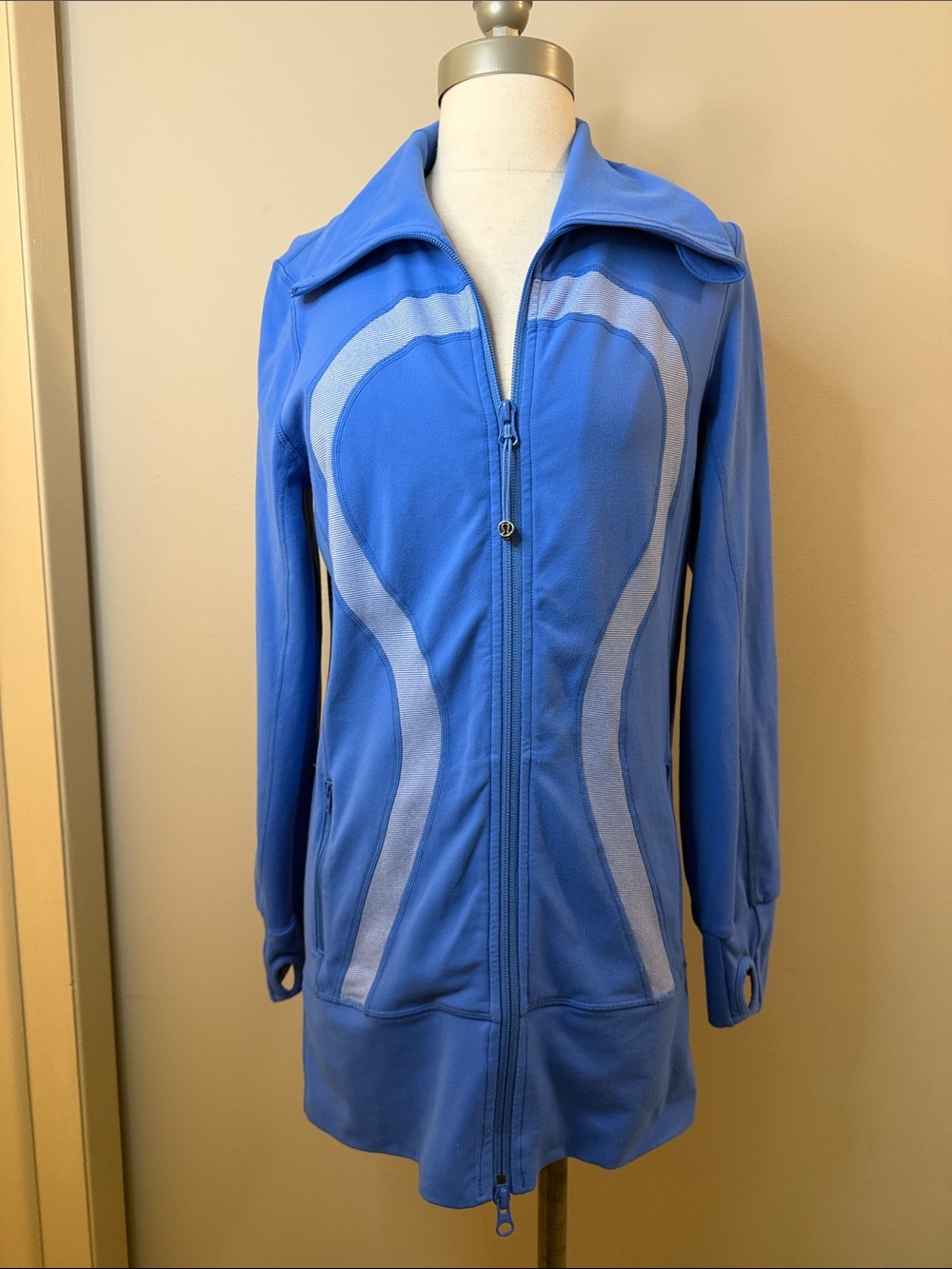 lululemon athletica Light and Dark Blue Long Zip Utility Jacket